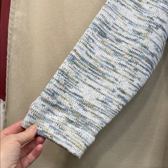 Preswick & Moore Sweater White & Green Cowl Neck w/ Pocket in Size 1X. NWT - Picture 7 of 14